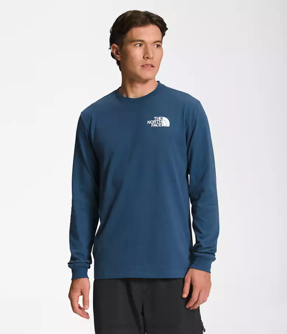 bleu ombragé/noir tnf Hommes The North Face t-shirt box nse à manches longues 62XR1207