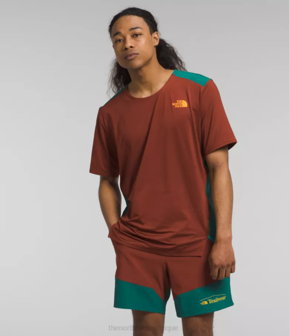 brun brandy/fougère forestière Hommes The North Face trailwear côte perdue à manches courtes 62XR883
