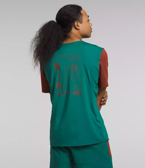 brun brandy/fougère forestière Hommes The North Face trailwear côte perdue à manches courtes 62XR883