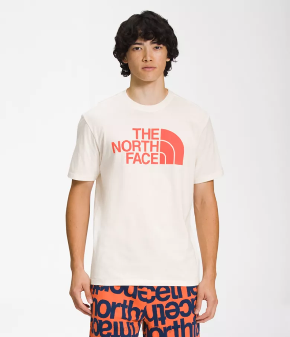 gardénia blanc/orange rétro Hommes The North Face t-shirt demi-dôme à manches courtes 62XR1301