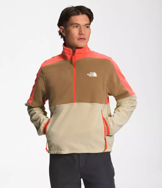 gravier/marron utilitaire/orange rétro Hommes The North Face tnf polartec 100 -zip 62XR304