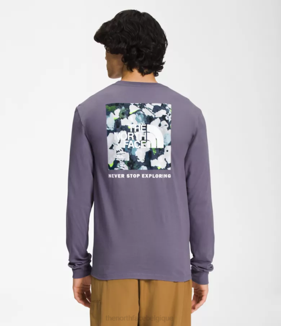 imprimé floral abstrait ardoise lunaire/sommet marine Hommes The North Face t-shirt box nse à manches longues 62XR1210
