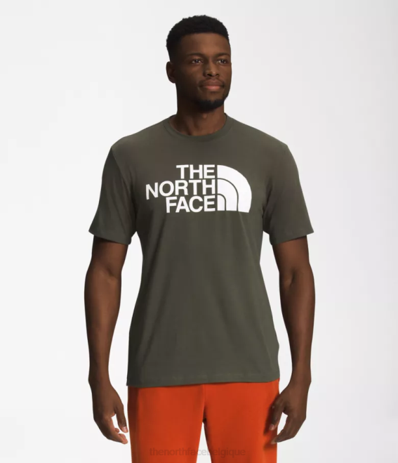 nouveau vert taupe/blanc tnf Hommes The North Face t-shirt demi-dôme à manches courtes 62XR1303