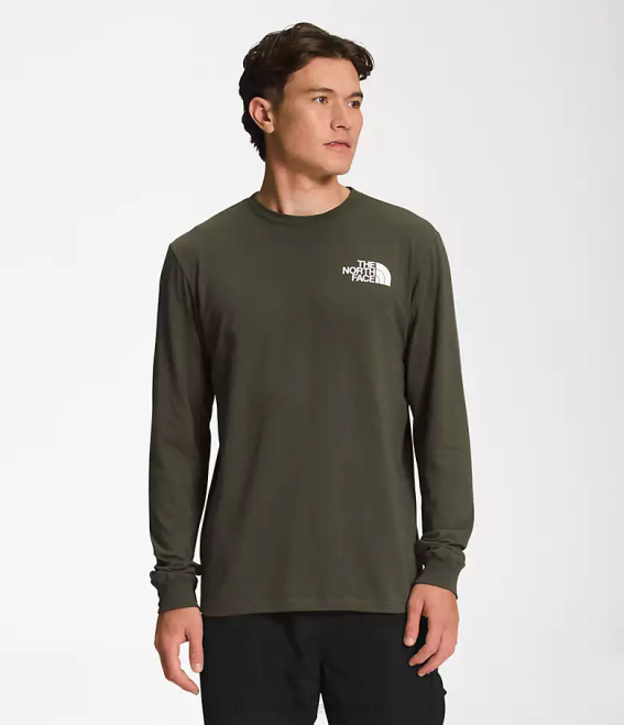 nouvel imprimé camouflage pointillé vert taupe/olive militaire Hommes The North Face t-shirt box nse à manches longues 62XR1211