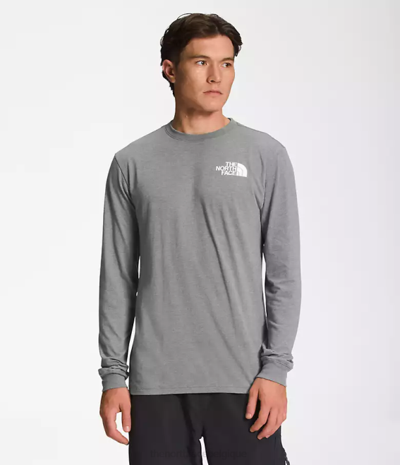 tnf gris moyen chiné/tnf noir Hommes The North Face t-shirt box nse à manches longues 62XR1209
