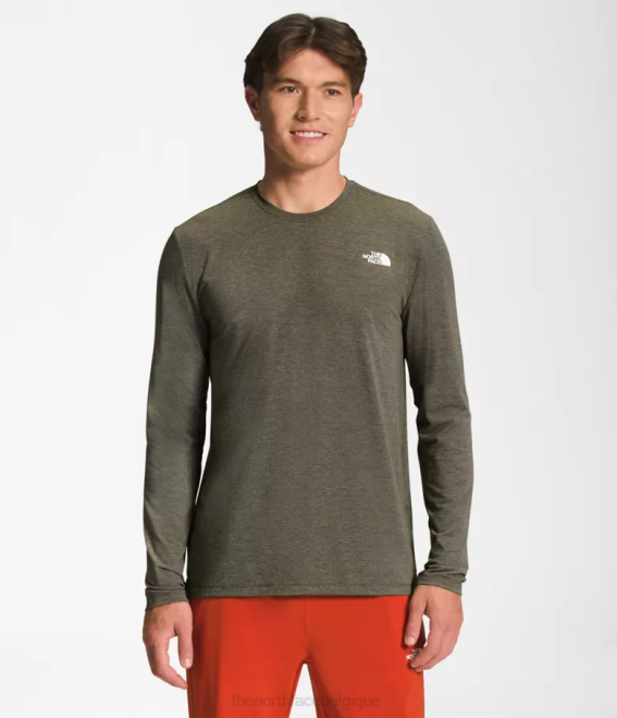 nouveau vert taupe chiné Hommes The North Face errer à manches longues 62XR25
