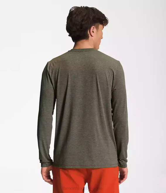 nouveau vert taupe chiné Hommes The North Face errer à manches longues 62XR25