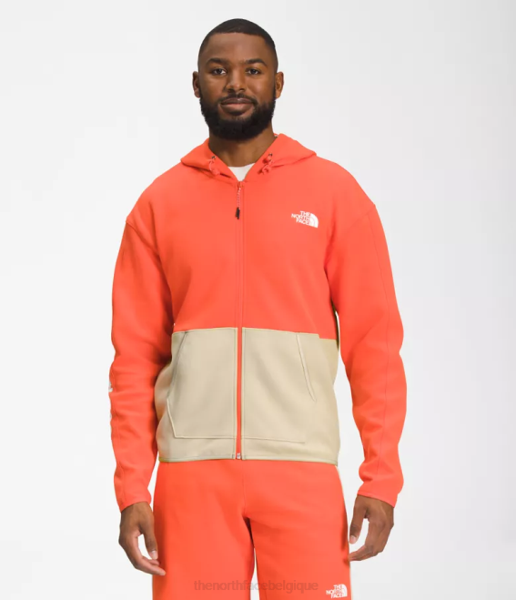 gravier/orange rétro Hommes The North Face sweat à capuche entièrement zippé tnf tech 62XR208