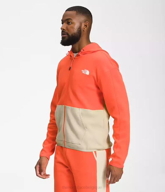 gravier/orange rétro Hommes The North Face sweat à capuche entièrement zippé tnf tech 62XR208