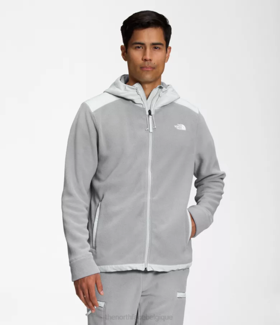 gris fondu/gris étain Hommes The North Face alpine polartec 200 veste à capuche entièrement zippée 62XR831