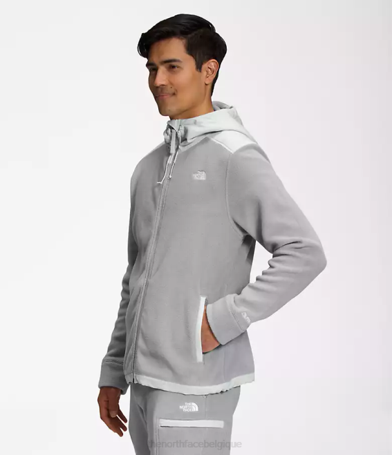 gris fondu/gris étain Hommes The North Face alpine polartec 200 veste à capuche entièrement zippée 62XR831