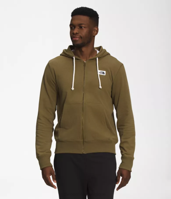 olive militaire Hommes The North Face sweat à capuche zippé à écusson Heritage 62XR705