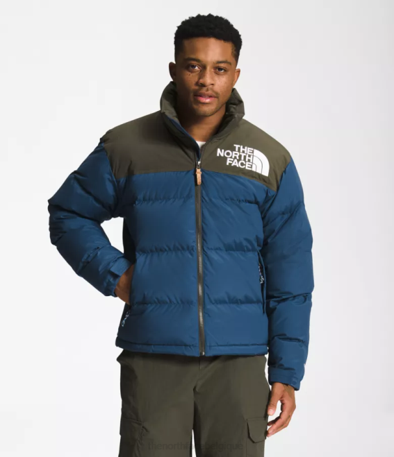 bleu ombragé/nouveau vert taupe Hommes The North Face 92 nuptse hi-tek low-fi 62XR826