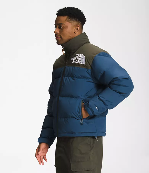 bleu ombragé/nouveau vert taupe Hommes The North Face 92 nuptse hi-tek low-fi 62XR826