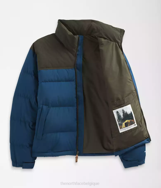 bleu ombragé/nouveau vert taupe Hommes The North Face 92 nuptse hi-tek low-fi 62XR826