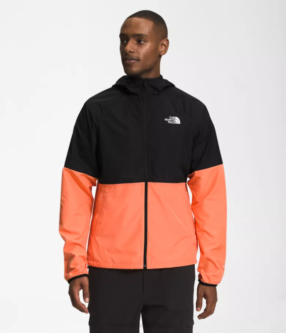 noir tnf/orange corail poussiéreux Hommes The North Face sweat à capuche poids mouche 2.0 62XR478