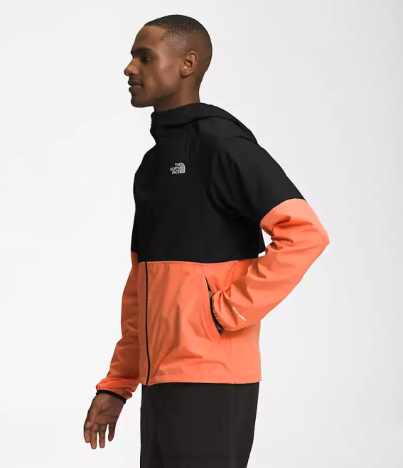 noir tnf/orange corail poussiéreux Hommes The North Face sweat à capuche poids mouche 2.0 62XR478