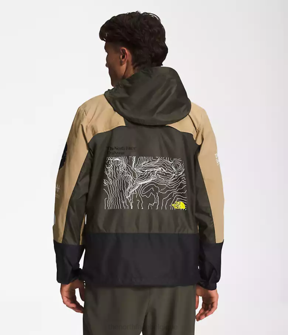 pierre kaki/noir tnf/vert nouveau tuape Hommes The North Face veste coupe-vent trailwear 62XR347