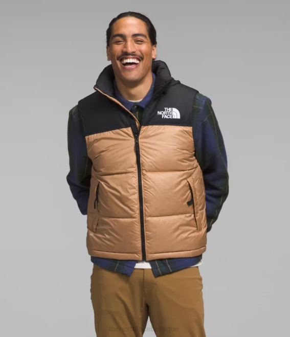 beurre d'amande Hommes The North Face gilet nuptse rétro 1996 62XR291