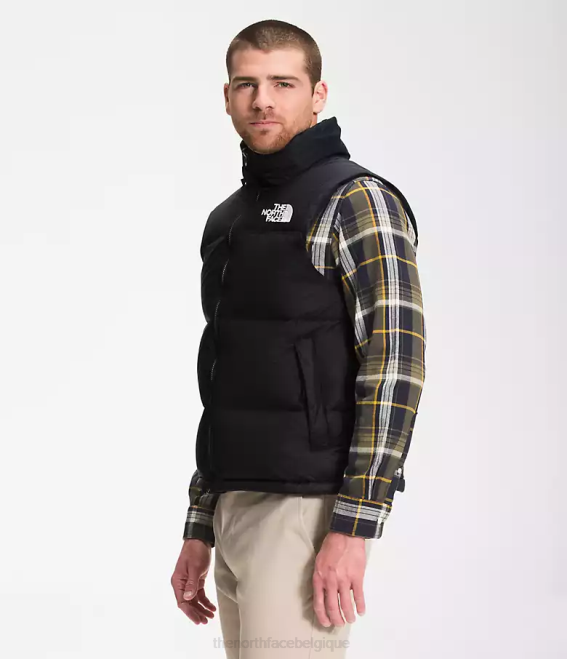 tnf recyclé noir Hommes The North Face gilet nuptse rétro 1996 62XR288