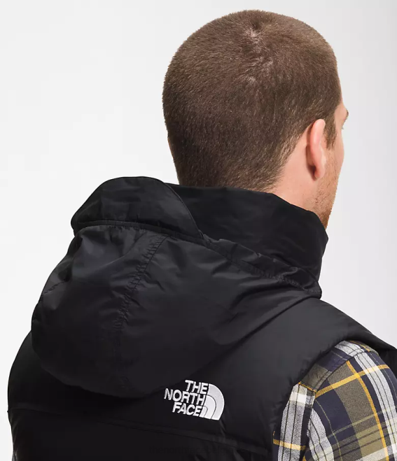 tnf recyclé noir Hommes The North Face gilet nuptse rétro 1996 62XR288