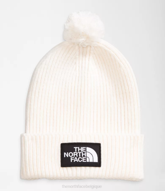 gardénia blanc unisexe The North Face bonnet à pompon avec boîte à logo tnf 62XR1081