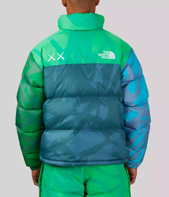 impression nuptse verte de sécurité kw unisexe The North Face veste nuptse rétro tnf x kaws 1996 62XR591