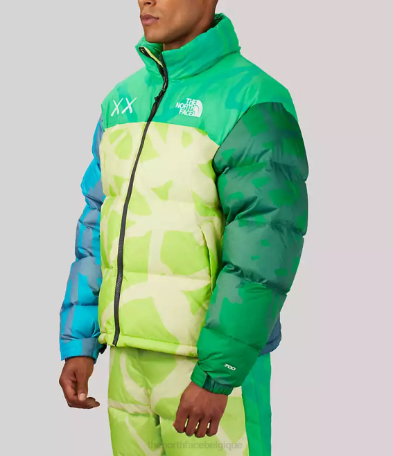 impression nuptse verte de sécurité kw unisexe The North Face veste nuptse rétro tnf x kaws 1996 62XR591