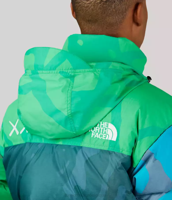 impression nuptse verte de sécurité kw unisexe The North Face veste nuptse rétro tnf x kaws 1996 62XR591