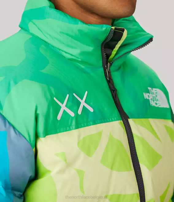 impression nuptse verte de sécurité kw unisexe The North Face veste nuptse rétro tnf x kaws 1996 62XR591
