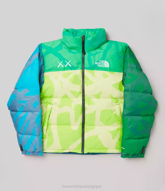 impression nuptse verte de sécurité kw unisexe The North Face veste nuptse rétro tnf x kaws 1996 62XR591